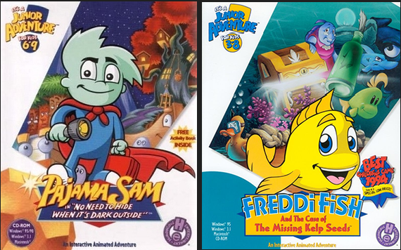 Childhood adventure games Freddi Fish and Pajama Sam that taught critical thinking and perseverance