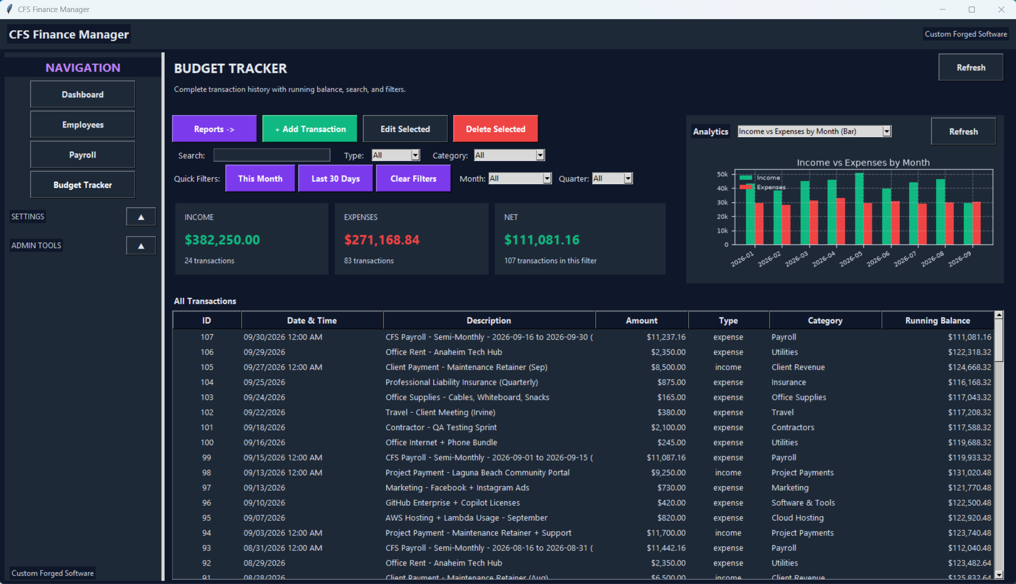CFS Finance Manager - Budget Tracker